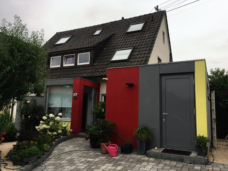 Neuer Eingangsbereich, Erweiterung Wohnzimmer, seitlicher Anbau, Terrasse